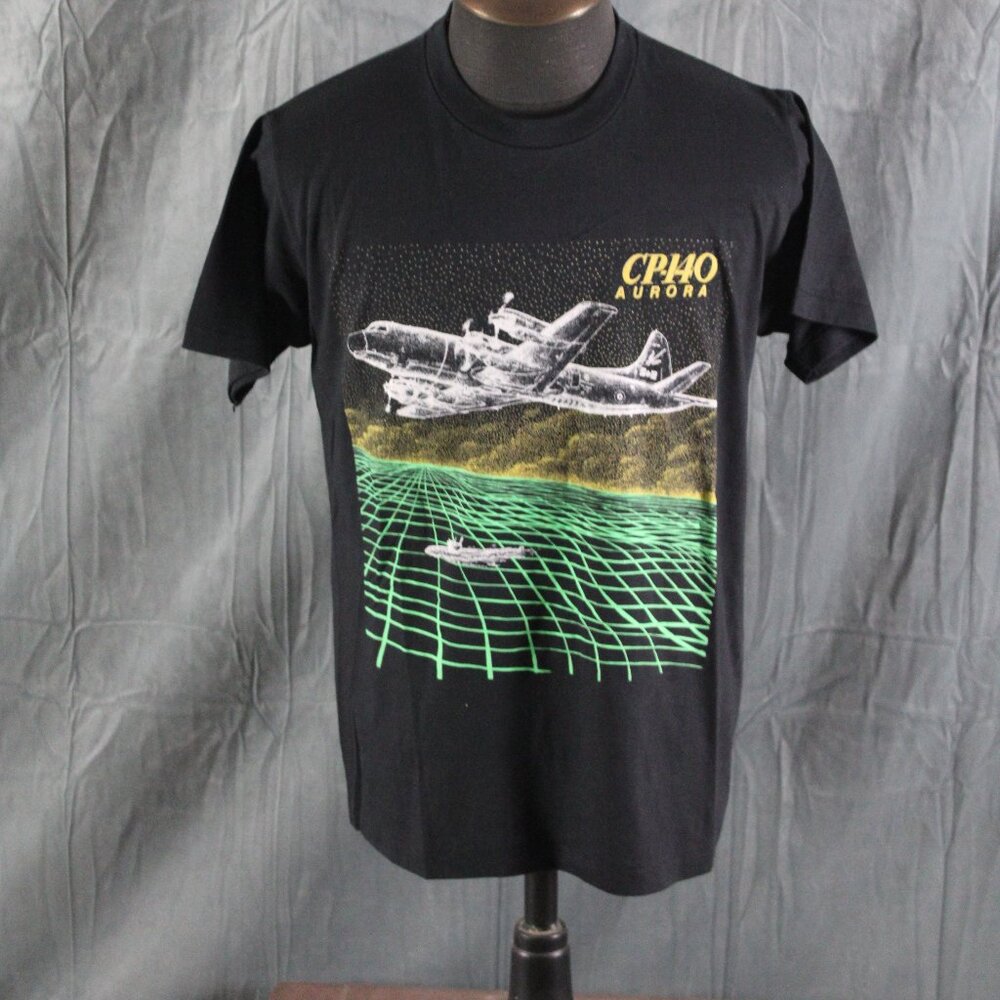 Vintage Military Shirt - CP 140 Aurora Neon 8 Bit Graphic - Men's Large